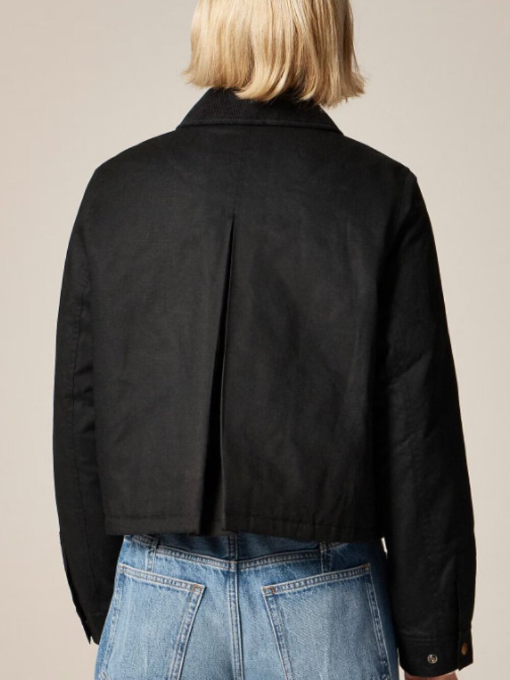 J. Crew Black Cropped Swing Barn Jacket Coat Classic Cotton M NWT - Picture 3 of 3